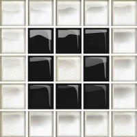 GLASS WHITE BLACK MOSAIC B NEW 14.8x14.8 OD660-117